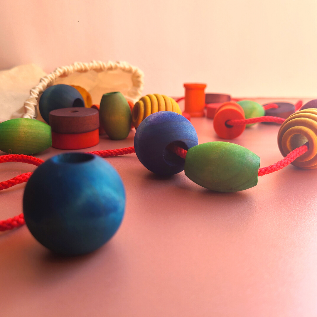 Wooden Bead Lacing Set